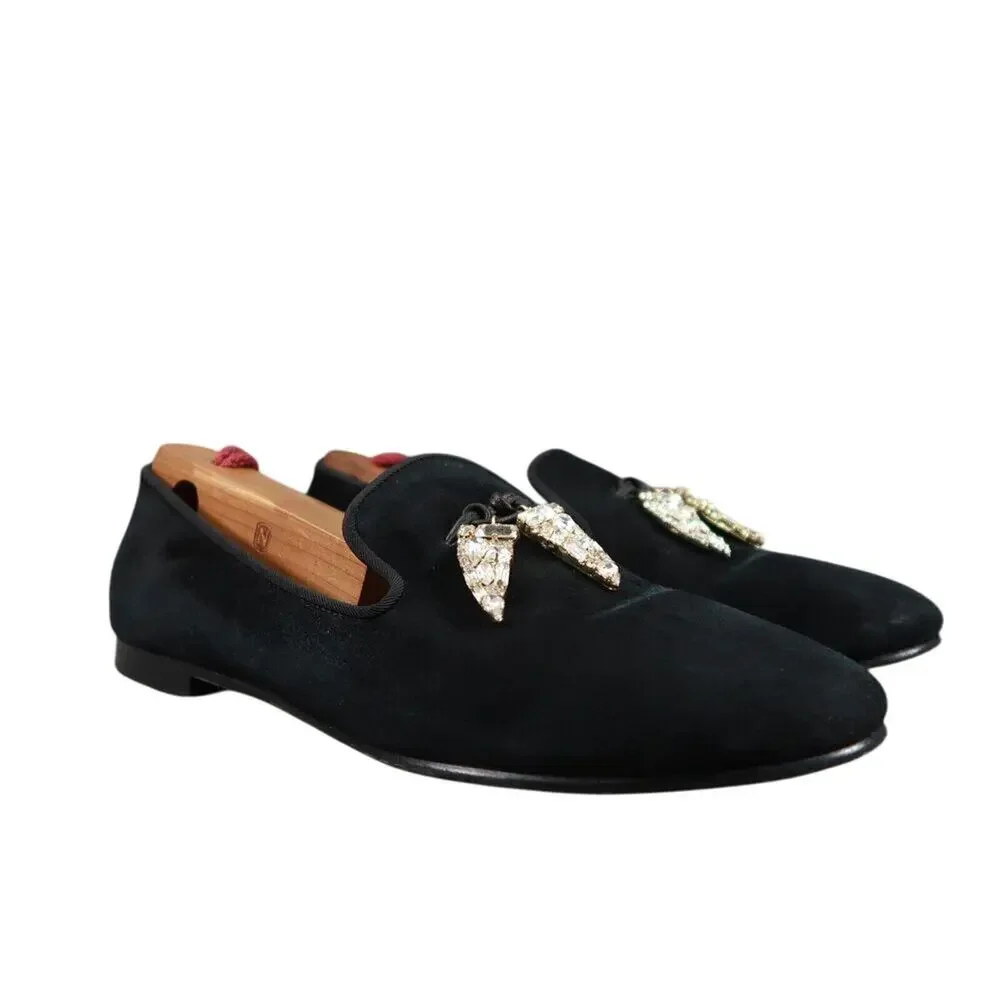 Giuseppe Zanotti Shoes Women 36 Slipper Loafer Shark Crystal Charm Fashion Black